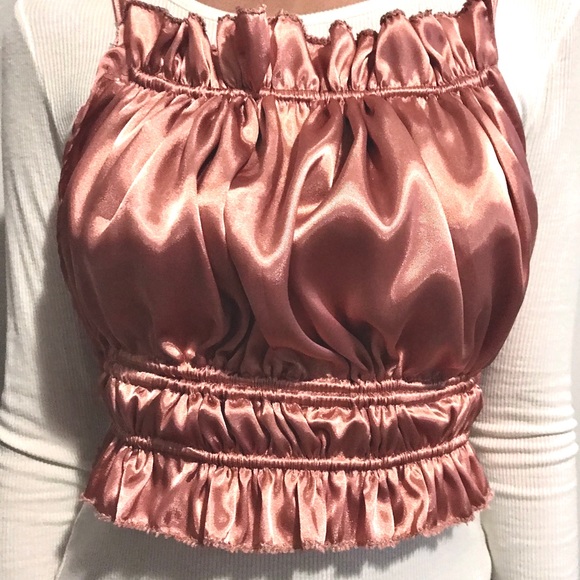 Handmade Rose Gold Satin Ruched Top - Picture 4 of 6
